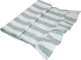 Napron de masă din bumbac organic 50x150 cm verde, „Ida Stripe"