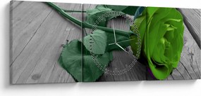 Tablou - Trandafir verde (cu ceas) (90x30 cm)