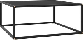 vidaXL Măsuță de cafea, neagră cu sticlă neagră, 80x80x35 cm