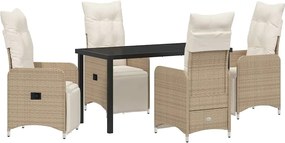 vidaXL Set de masă pentru grădină cu pernă 5 pcs Bej poliratan