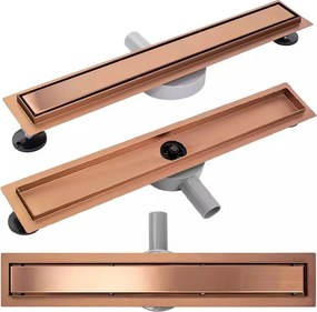 Set rigola pentru dus plus capac Rea Neo Pure finisaj cupru periat 70 cm