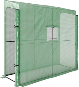 Outsunny Sera Inclinata Portabila 200x80x200cm cu 2 Usi Rulante Fereastra Plasa Verde | Aosom Romania