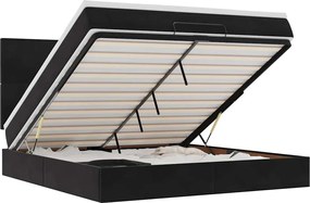 vidaXL Cadru de pat otoman cu saltele, catifea neagră 160x200cm