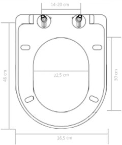 Capac WC cu inchidere silentioasa, eliberare rapida, negru 1, Negru, 46 x 36.5 cm(140 - 200 mm)