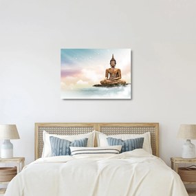 Tablou pe sticlă - Buddha care supraveghează pământul (70x50 cm)