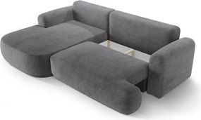 Coltar extensibil stanga 5 locuri, modular, cu lada depozitare, Ella, Micadoni Home, 271x174x94 cm, tesatura structurata chenille, gri