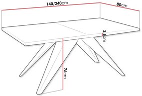 Masă sufragerie extensibilă Awalean 140 (Negru + Negru molet) (pentru 6-10 persoane). 1105359