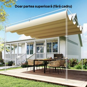 Outsunny Acoperiș pentru Pergolă cu 8 Orificii de Drenaj, Husă de Schimb din Poliester Respirabil, Exclusiv Material, 392x350 cm, UV30+, pentru Pergolă de Grădină 4x3m, Bej | Aosom Romania