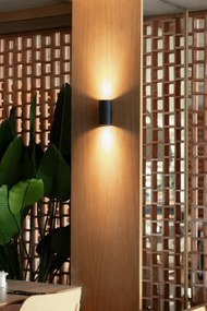 Aplica perete aluminiu striat negru, 2xGU10, SOLE round