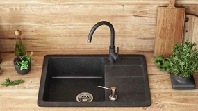 Chiuveta bucatarie Granit Nils negru set 5in1