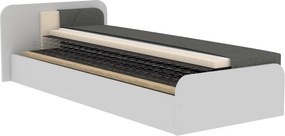 Pat galben ocru/maro tapițat/din placă aglomerată de lemn cu spațiu de depozitare cu saltea 80x190 cm Parys – ELTAP