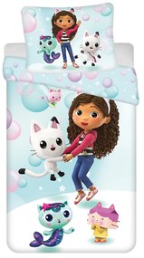 Lenjerie de pat pentru copii din microfibră pentru pat de o persoană 140x200 cm Gabby's Dollhouse "bubbles" – Jerry Fabrics