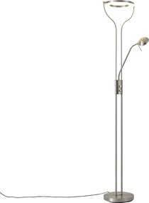 Lampa de podea moderna din otel cu brat de citit, incluzand LED si dimmer - Divo