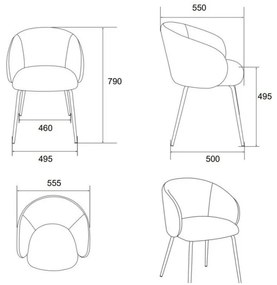 Set de scaune de sufragerie crem 2 buc. tapițat Eleanor – Actona