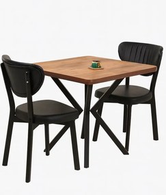 Masa bucatarie patrat  din mdf texturata,culoare nuc, Homs 70 x 70X75
