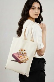 Sacosa de Panza pentru Cumparaturi, Geanta Tote, model Books 39 38 x 34.5 cm, Alba, BEKZ®