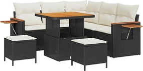 vidaXL Set de canapele pentru grădină cu pernă 8 pcs Negru și Crem