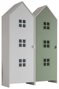 Set 2 dulapuri pentru copii Casami Bruges tip căsuță de plajă – Entangled Green și alb – Vipack