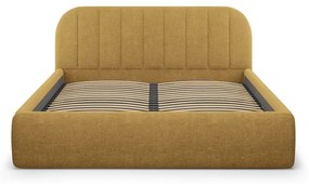 Pat matrimonial galben muștar tapițat cu spațiu de depozitare cu somieră 160x200 cm Juno – Windsor &amp; Co Sofas