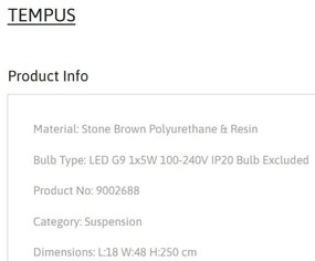 Pendul design modern, Stone Brown, TEMPUS, 18x48cm