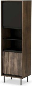 Biblioteca SWING W-1, nuc/negru, PAL laminat/metal, 53x40x179 cm