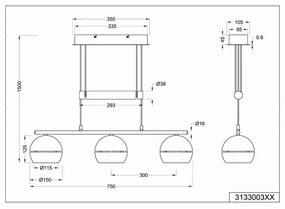 Lustră pe cablu FLETCHER 3xE14/40W/230V crom mat Trio