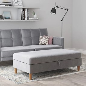 Taburet gri deschis cu tapițerie din catifea Lilly – Støraa