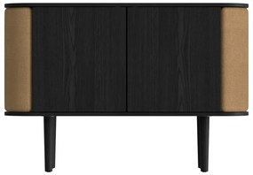 Comodă neagră/maro joasă cu aspect de lemn de stejar 109x75 cm Treasures – UMAGE