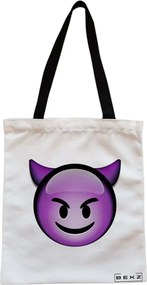 Sacosa de Panza pentru Cumparaturi, Geanta Tote, model Devil, Cu fermoar, 38x34.5 cm, Alba, BEKZ®