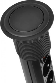 Priză încorporabilă în blat Lift Box Design Light, 3 prize Schuko, USB A + C, negru, D: 60 mm Plastic, Negru, D:60 mm