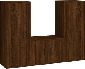 vidaXL Set dulap TV, 3 piese, stejar maro, lemn prelucrat