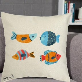 Perna Decorativa Pesti Acuarela, 40x40 cm, Ecru, Husa Detasabila, Perna Inclusa, BEKZ®
