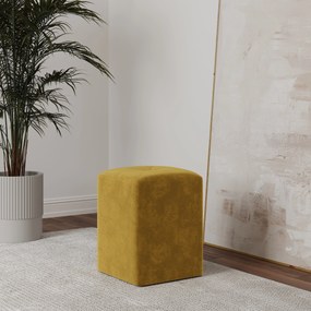 Taburet Tapitat Talin, Ocru, Stofa, L 35 x l 35 x H 45 cm