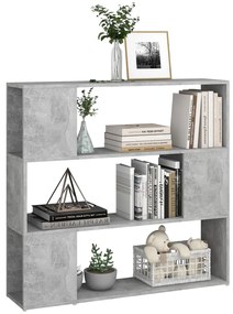Bibliotecă/separator cameră, gri beton, 100x24x94 cm