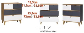 Comodă Mimone K4SZ (Stejar auriu + Alb mat + grafit). 1051783