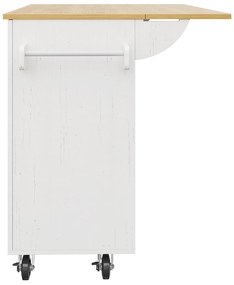 Insulă de bucătărie cu blat rabatabil, Alb | Aosom Romania