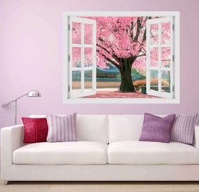 Fereastra cu efect 3D - Pink tree - 119x93 cm