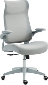 HOMCOM Scaun de birou ergonomic cu cotiere reglabile și tetieră, gri | Aosom Romania