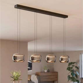 Eglo 390433 - Lustră LED dimabilă HORTUNAS pe cablu, 4 x LED, 5,8 W, 230 V, negru/fumuriu