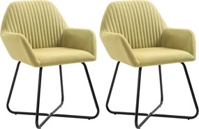 vidaXL Scaune de bucătărie, 2 buc., verde, material textil