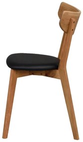 Scaun de dining din lemn de stejar cu șezut negru Rowico Ami, maro