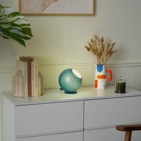 Lampă de masă retro albastră cu sticlă - Mabel