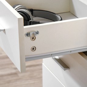 HOMCOM Corp de Birou Depozitare Birou pe Roți 3 Sertare Blocabile 40 x 40 x 61,5 cm Alb | Aosom Romania