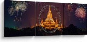 Tablou cu artificii în Asia (cu ceas) (90x30 cm)