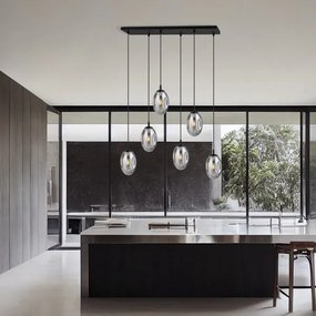 Lustră pe cablu ASTRAL 6xE14/10W/230V negru/fumuriu