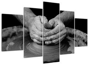 Tablou alb negru - producția de ceramică (150x105 cm)