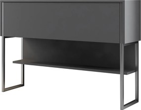 Consola LUXE, gri antracit/crom, PAL melamimat/metal, 120x30x80 cm