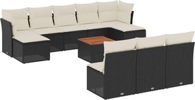 vidaXL Set canapele de grădină cu perne, 11 piese, negru, poliratan