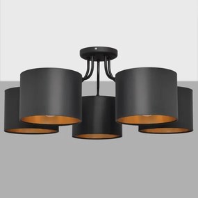 Lustră aplicată ALBA 5xE27/15W/230V neagră/aurie