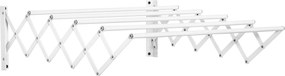 HOMCOM Uscător de Rufe Retractabil pentru Perete, Uscător Pliabil Economisitor de Spațiu din Metal pentru Interior și Exterior, 63,5x60x20 cm, Alb | Aosom Romania